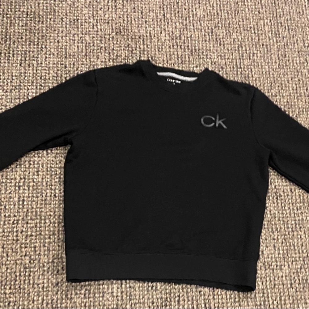 Calvin Klein Mens Black CK Logo Pullover Sweatshirt